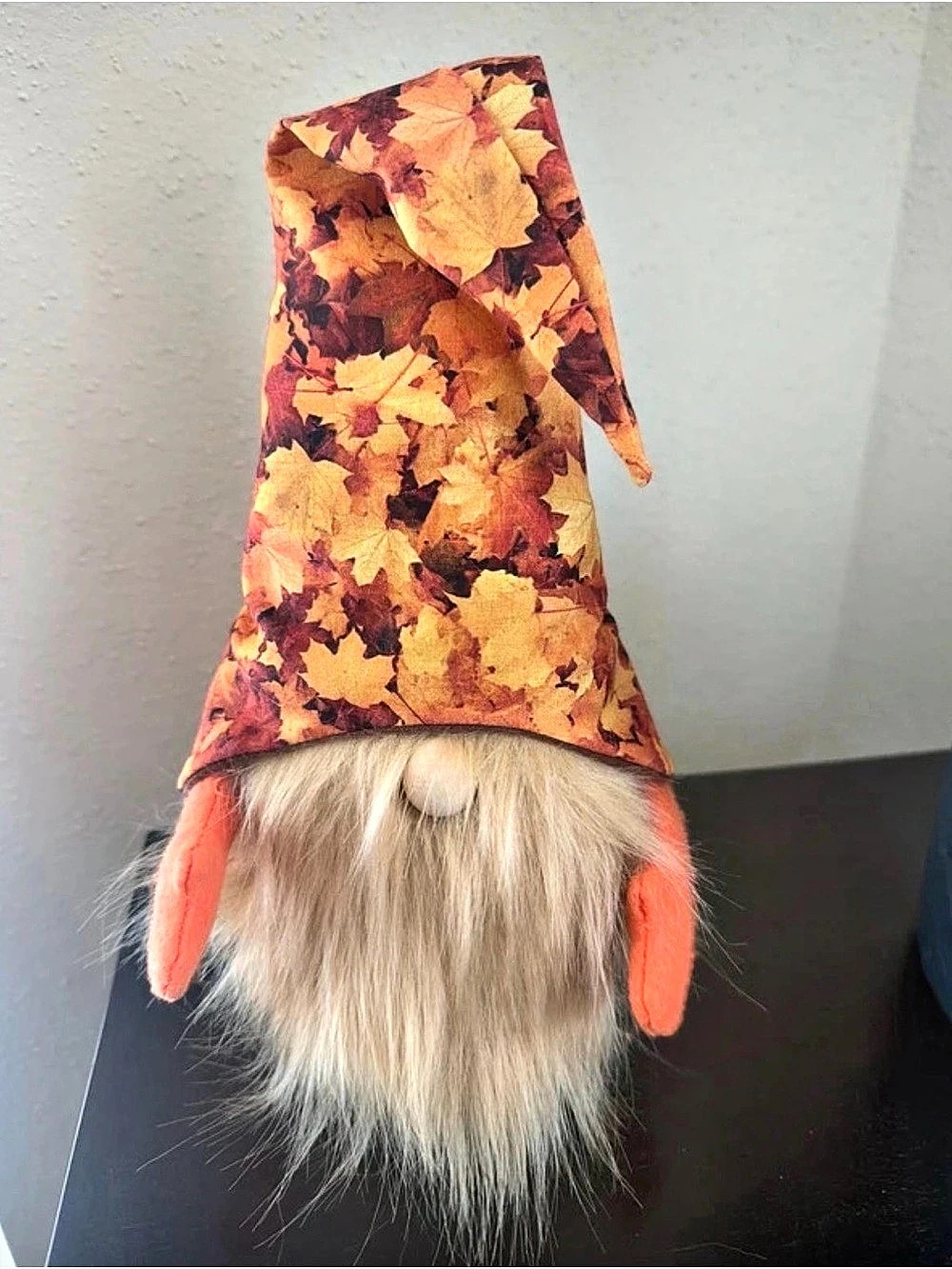 Floral Gnome Decor in Orange & Brown Like New 10” tall